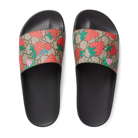 gucci gg blooms slides cheap|gucci slides with strawberry.